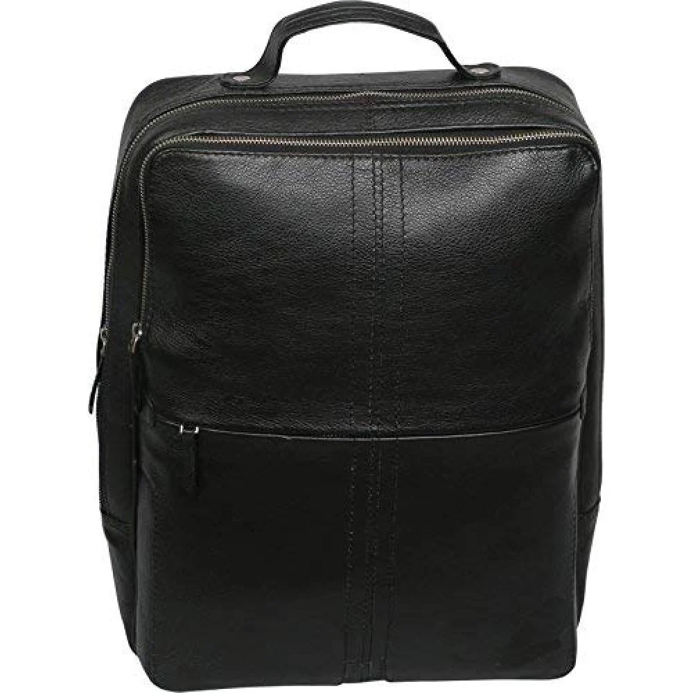 15 inch Leather Laptop Backpack - Black