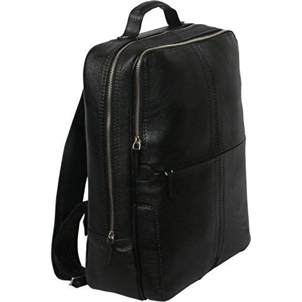 15 inch Leather Laptop Backpack - Black