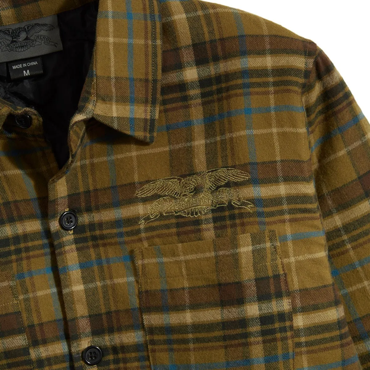 ANTIHERO SKATEBOARDS FLANNEL JACKET BASIC EAGLE LOGO MULTICOLOR BROWN