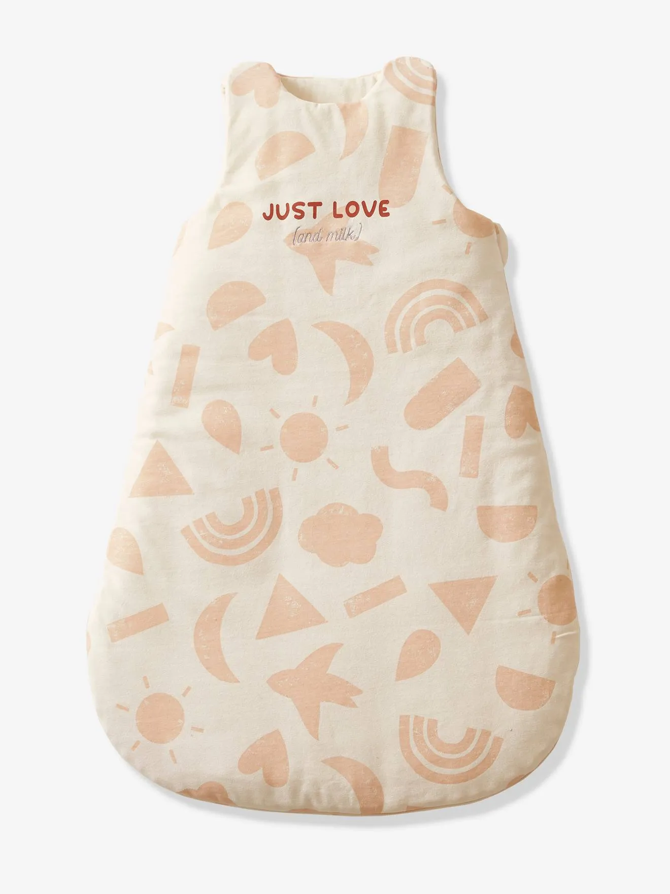 Baby Sleeping Bag with Removable Sleeves in Organic* Cotton, Happy Sky - printed beige