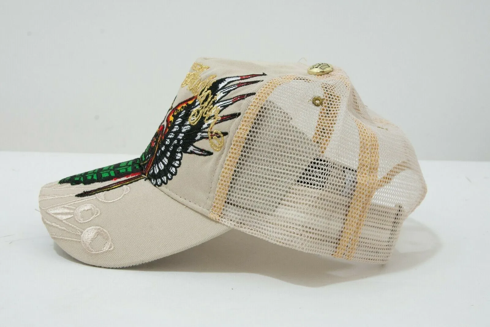 Beige Grenade Trucker Cap