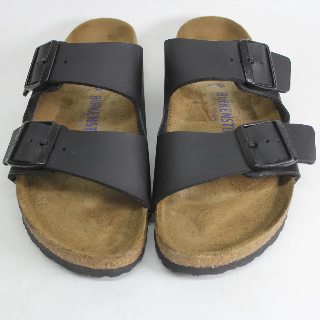 Birkenstock Arizona Black Womens Leather Two Strap Regular Fit Slide Sandals - UK 5