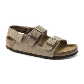 Birkenstock Milano Hook & Loop Taupe Suede Kid’s Sandals (Narrow)