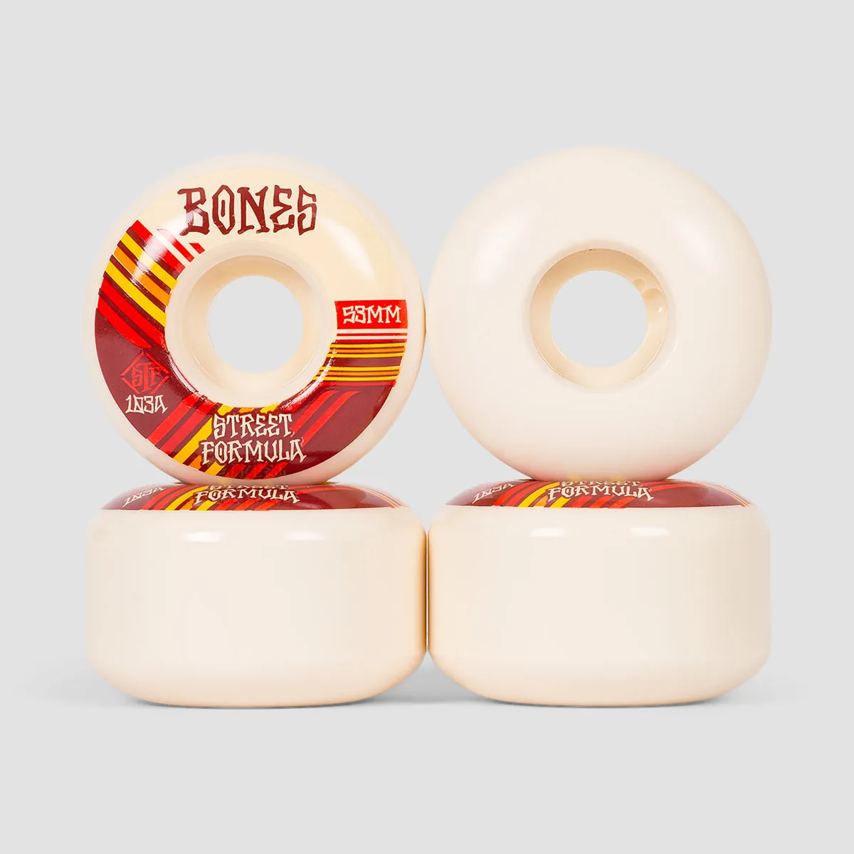 Bones Retros V4 Wide 103A STF Skateboard Wheels White 53mm