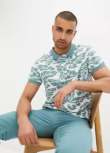 bonprix Leaf Print Polo Shirt | Grattan