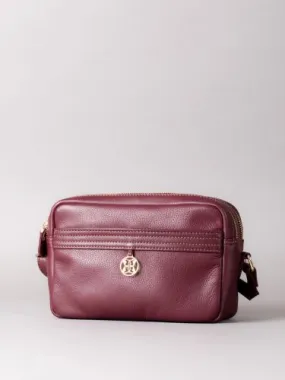 Cartmel Boxy Leather Cross Body Bag in Burgundy