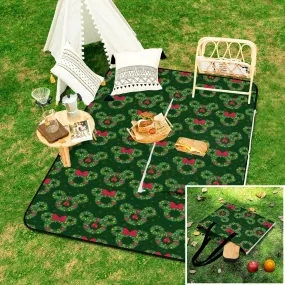 Christmas Wreaths Zipper Picnic Mat