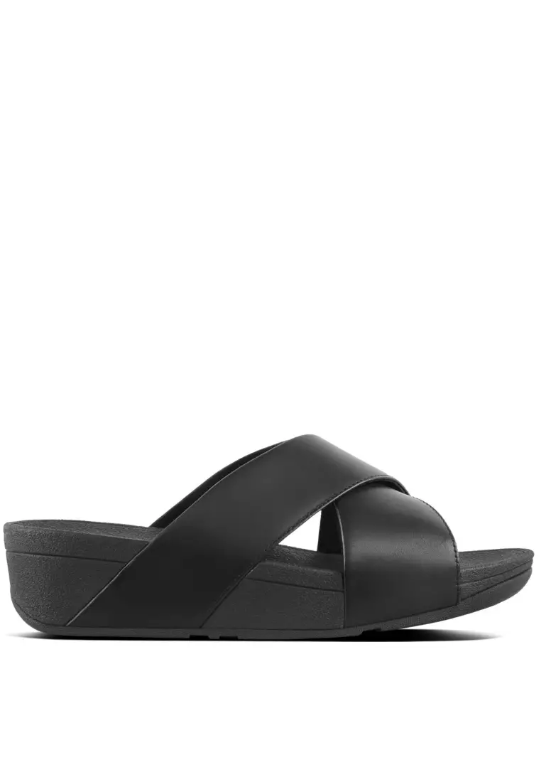 FitFlop FitFlop LULU Women's Leather Cross Slide Sandals - Black (K04-001)