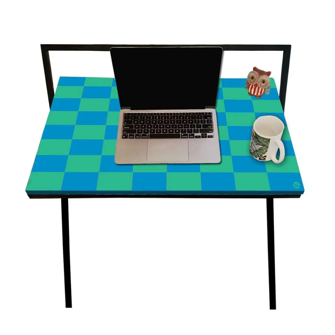 Folding Laptop Table WFH Computer Work Desk for Home-Blue Chess