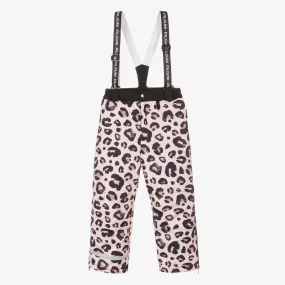 Girls Pink Leopard Print Ski Salopettes