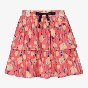 Girls Pink Pleated Chiffon Skirt