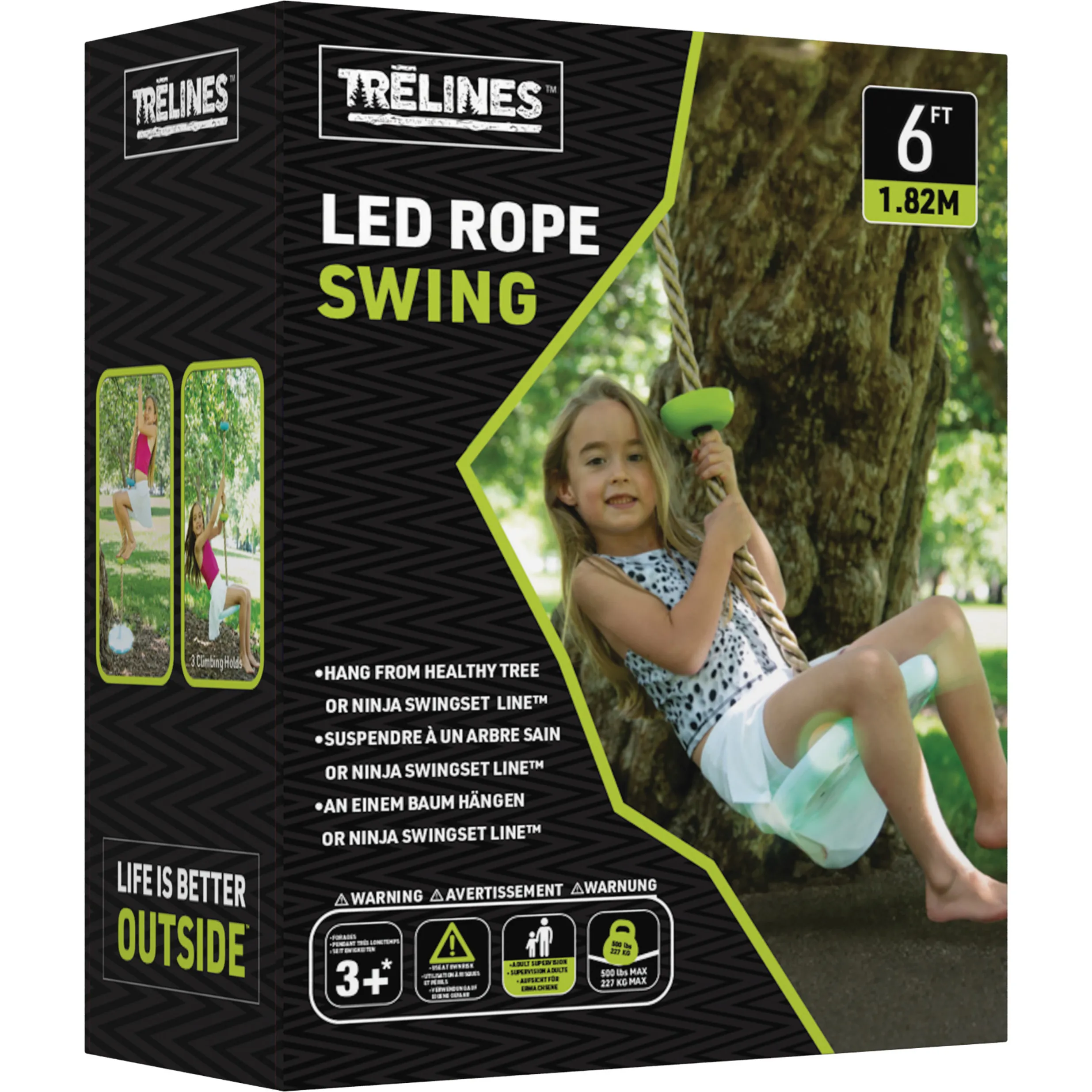 Hape Treslines: LED Climbing Rope Swing 6 ft - Light Up Colors, Kids Age 5+