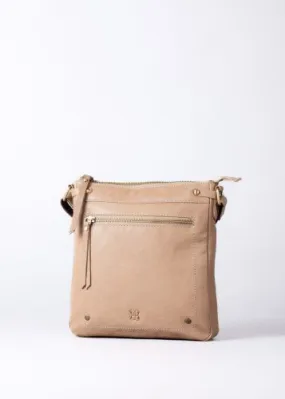 Harstone Large Leather Cross Body Bag in Taupe