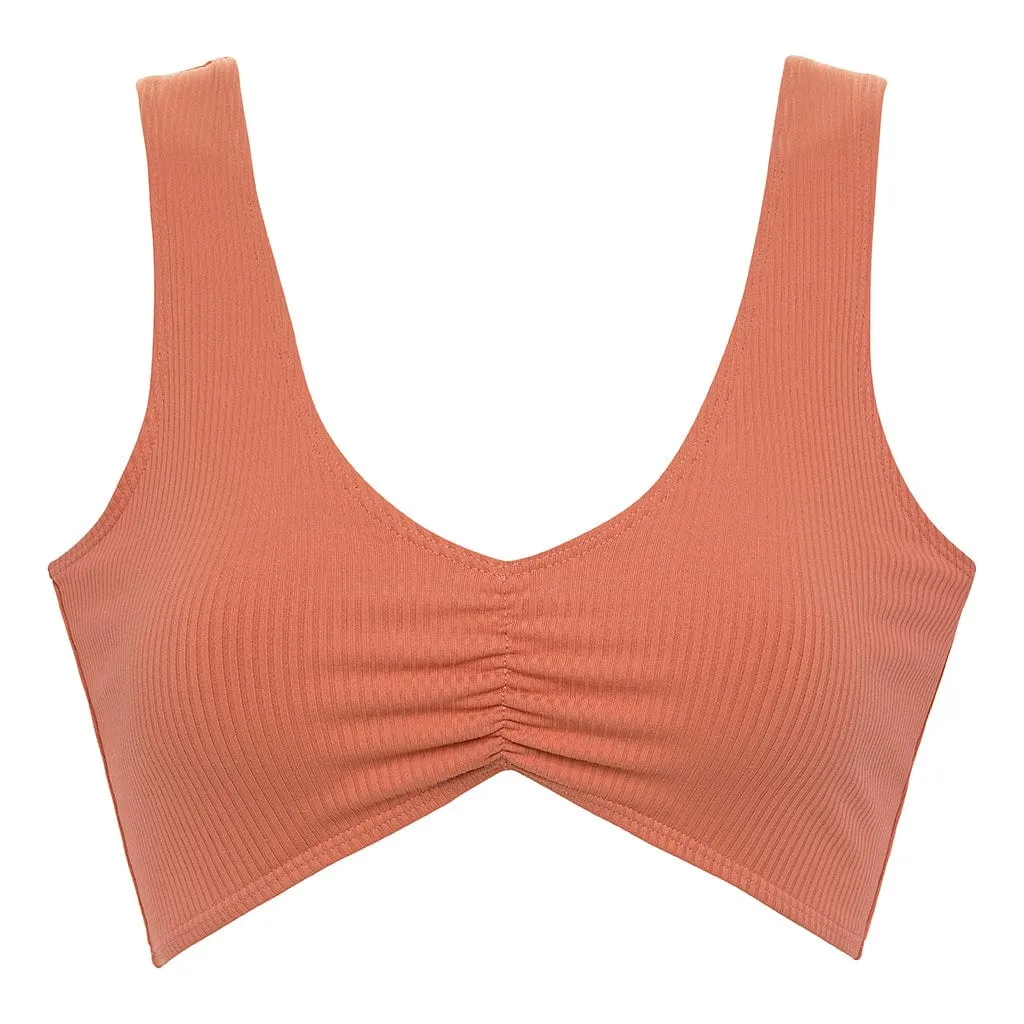 Kim Variation Bikini Top | Coral Rib