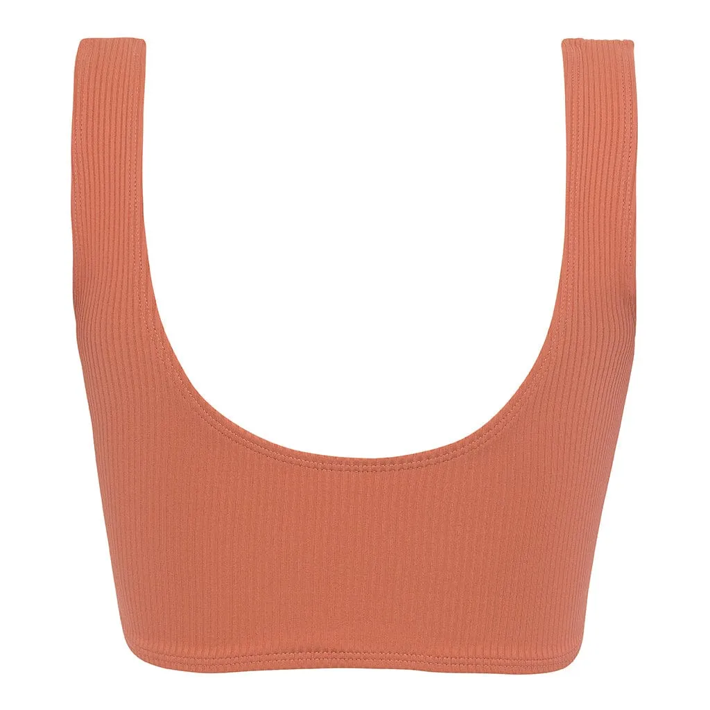 Kim Variation Bikini Top | Coral Rib