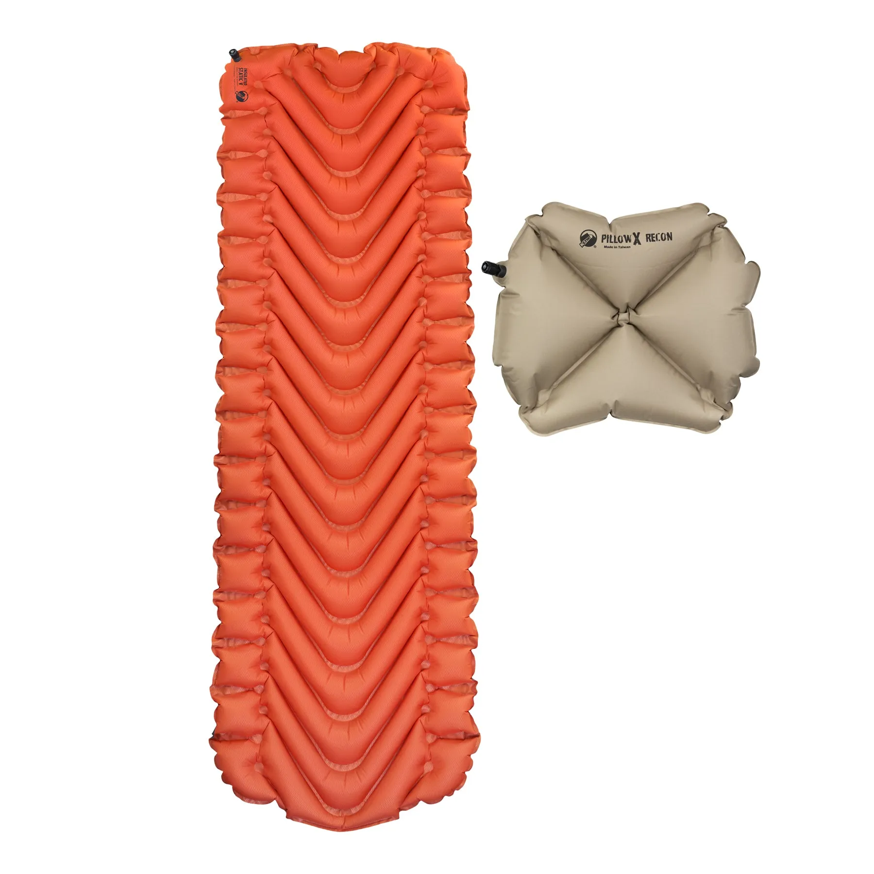 Klymit Insulated Static V Lightweight Sleeping Pad Set Options - V Sheet, Pillow X, or Air Pump & Patch Kit  