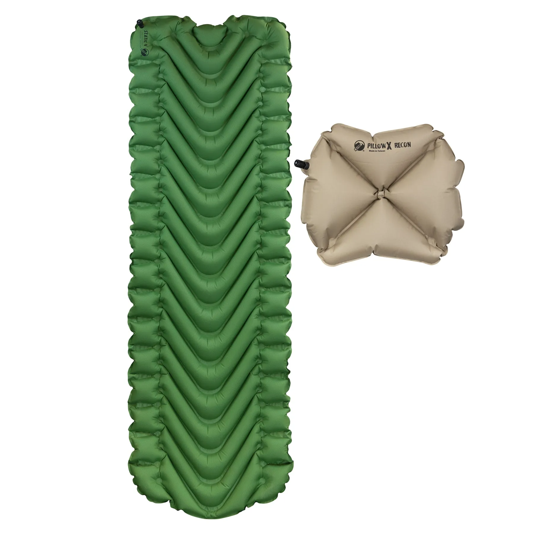 Klymit Static V Lightweight Sleeping Pad Set Options - V Sheet, Pillow X, or Air Pump & Patch Kit  