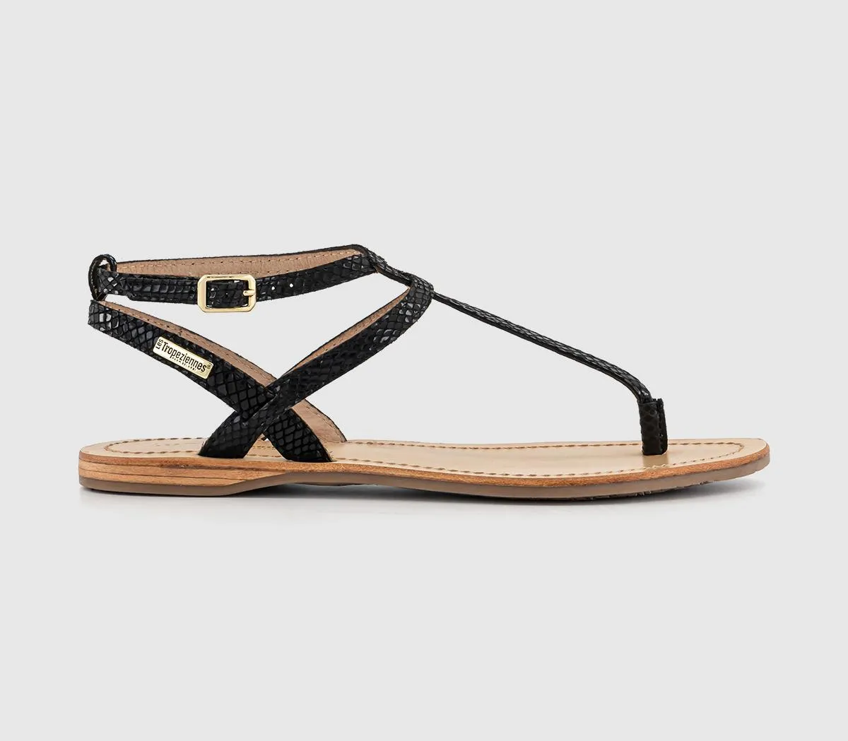 Les Tropeziennes Hamado Toe Thong Sandals Black Snake