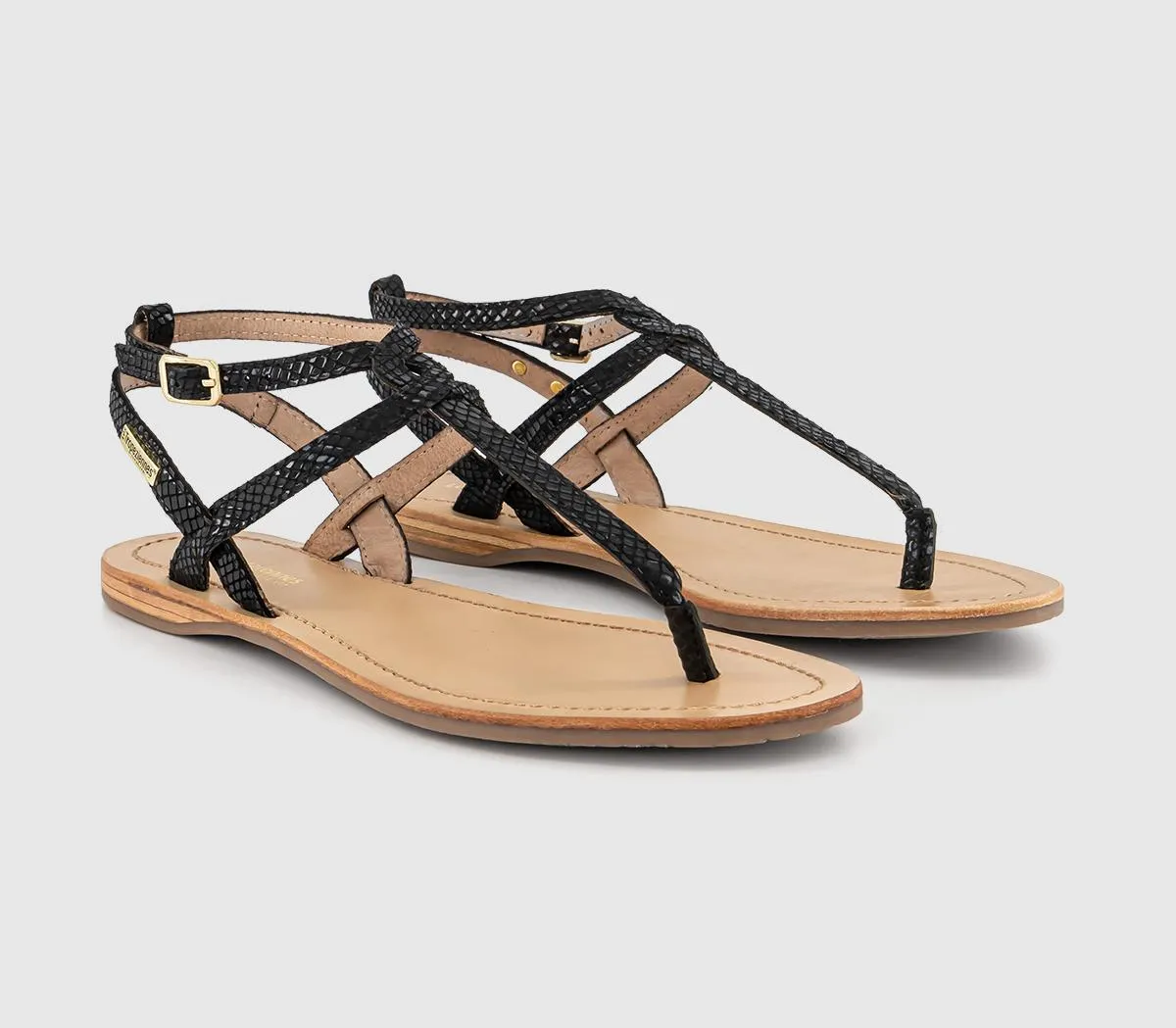 Les Tropeziennes Hamado Toe Thong Sandals Black Snake