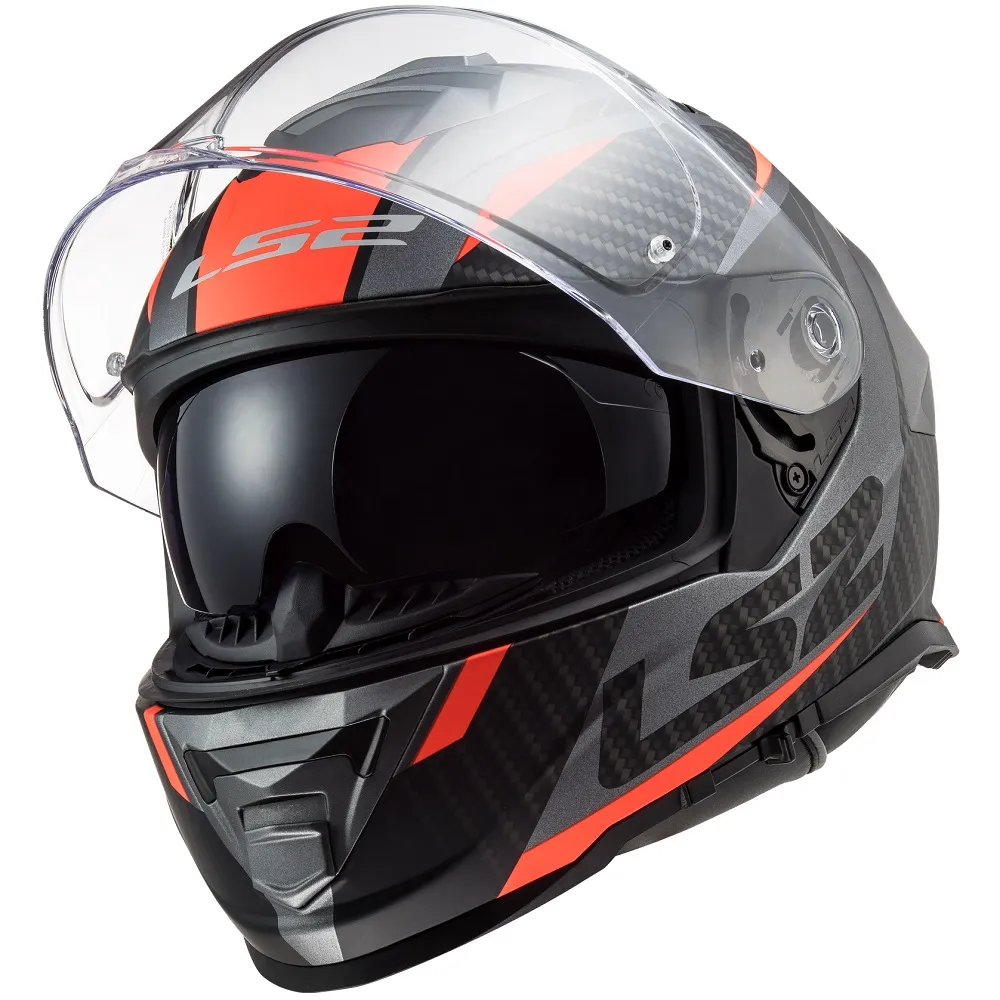 LS2 FF800 Storm II Racer Helmet - Titanium/Orange