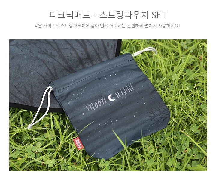 Moonlit night Milky Way Picnic Mats Pouch SET Graphic Blanket Square shaped Waterproof Outdoor Portable Camping Rugs Beaches