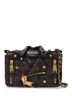 Moschino   Biker logo jacquard shoulder bag 