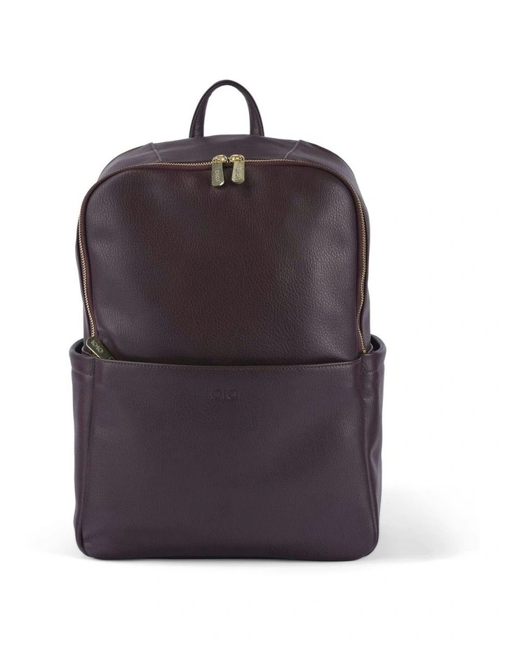 Multitasker Vegan Leather Nappy Backpack in Mulberry