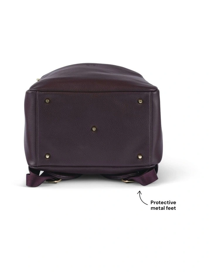 Multitasker Vegan Leather Nappy Backpack in Mulberry