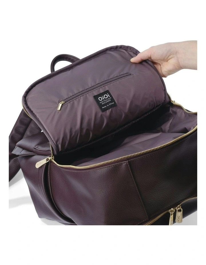 Multitasker Vegan Leather Nappy Backpack in Mulberry