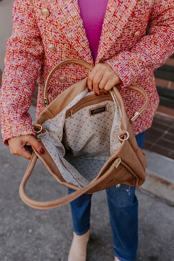 Never Pretend Faux Leather Tote In Tan