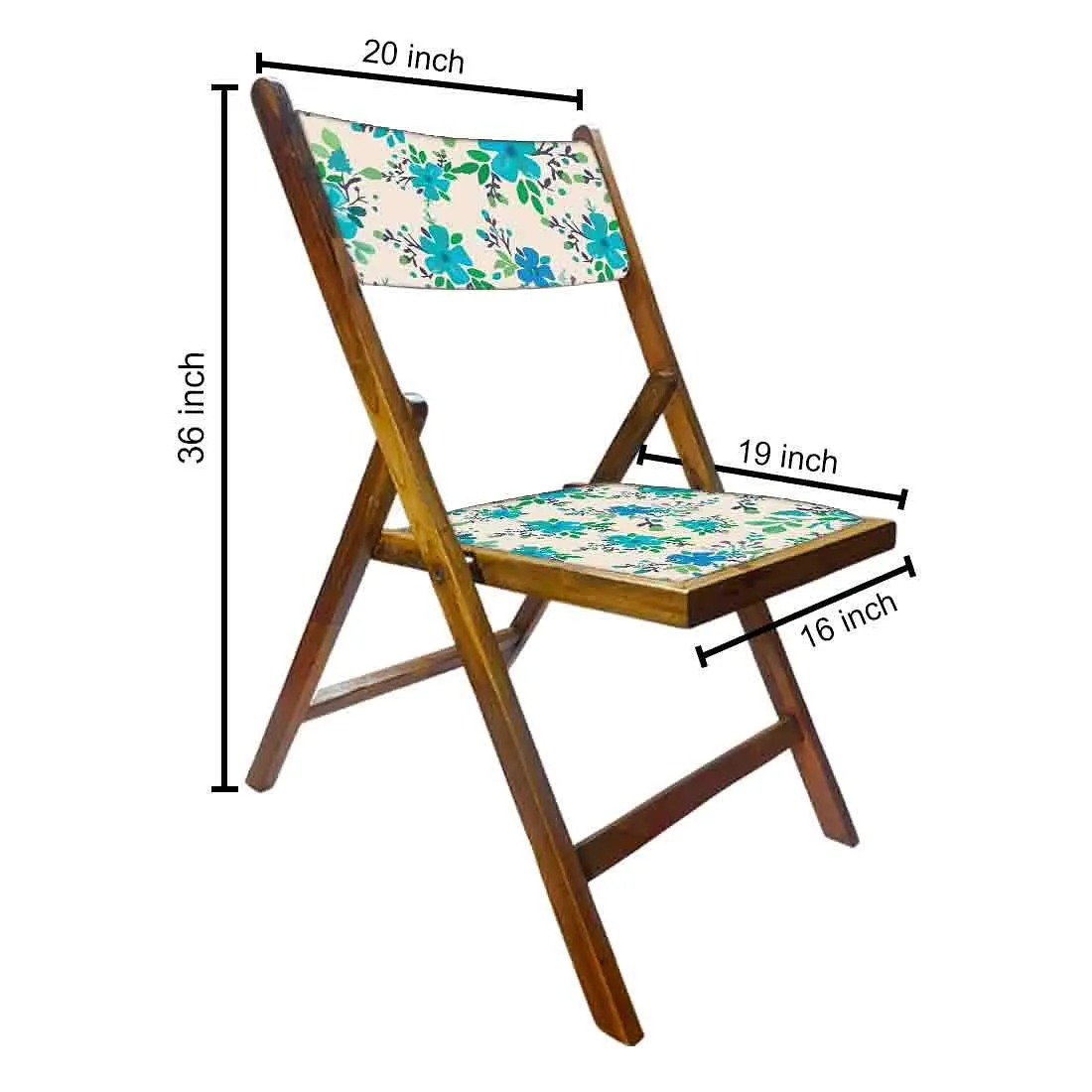 Nutcase Folding Chair Wooden For Home Dining - Blue Floral