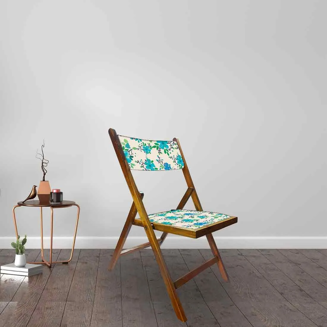 Nutcase Folding Chair Wooden For Home Dining - Blue Floral