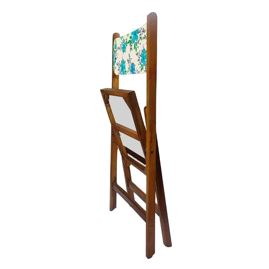 Nutcase Folding Chair Wooden For Home Dining - Blue Floral