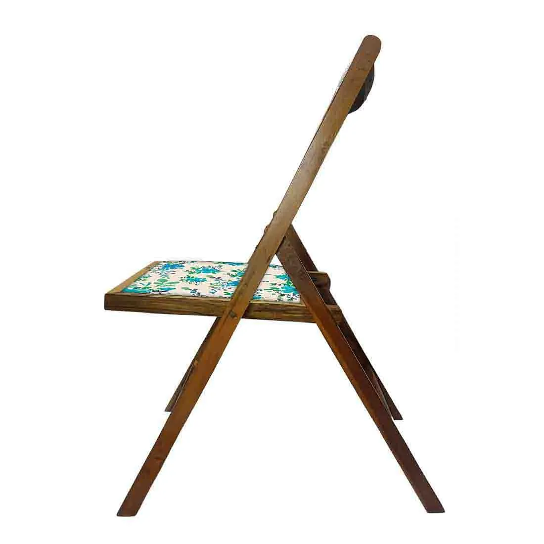 Nutcase Folding Chair Wooden For Home Dining - Blue Floral