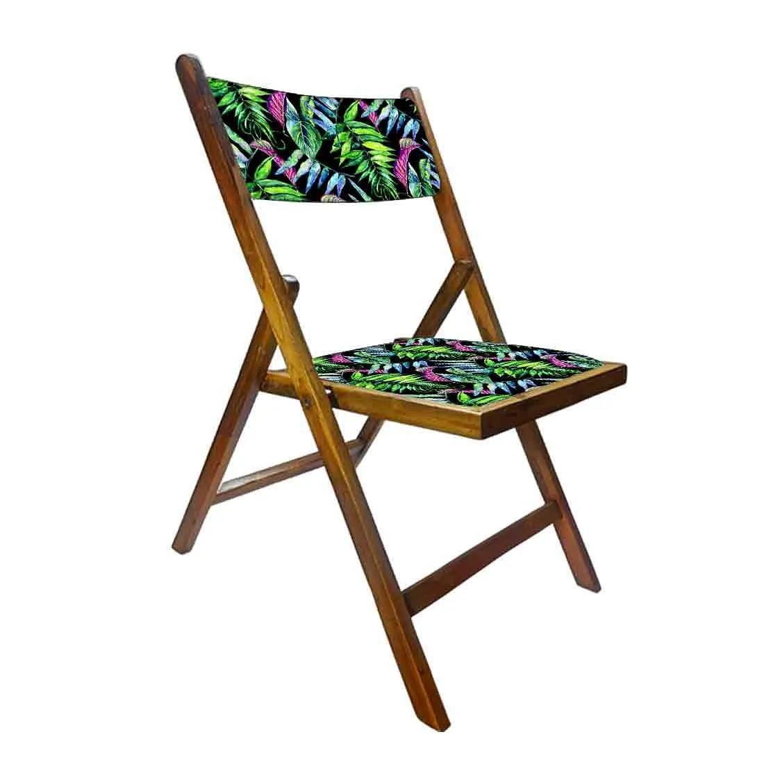 Nutcase Folding Wooden Chair  -  Blue Green Neon Leaves