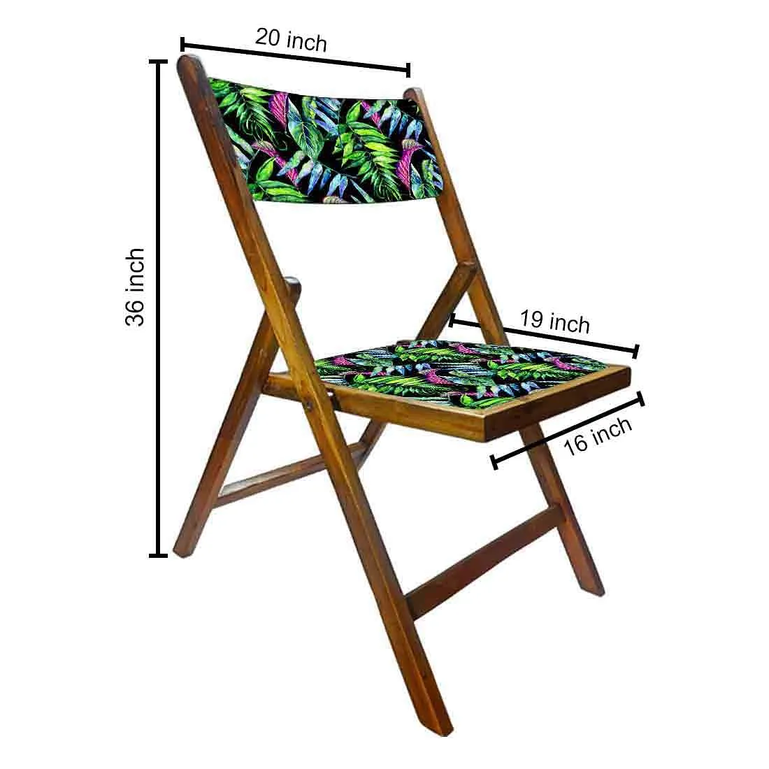 Nutcase Folding Wooden Chair  -  Blue Green Neon Leaves