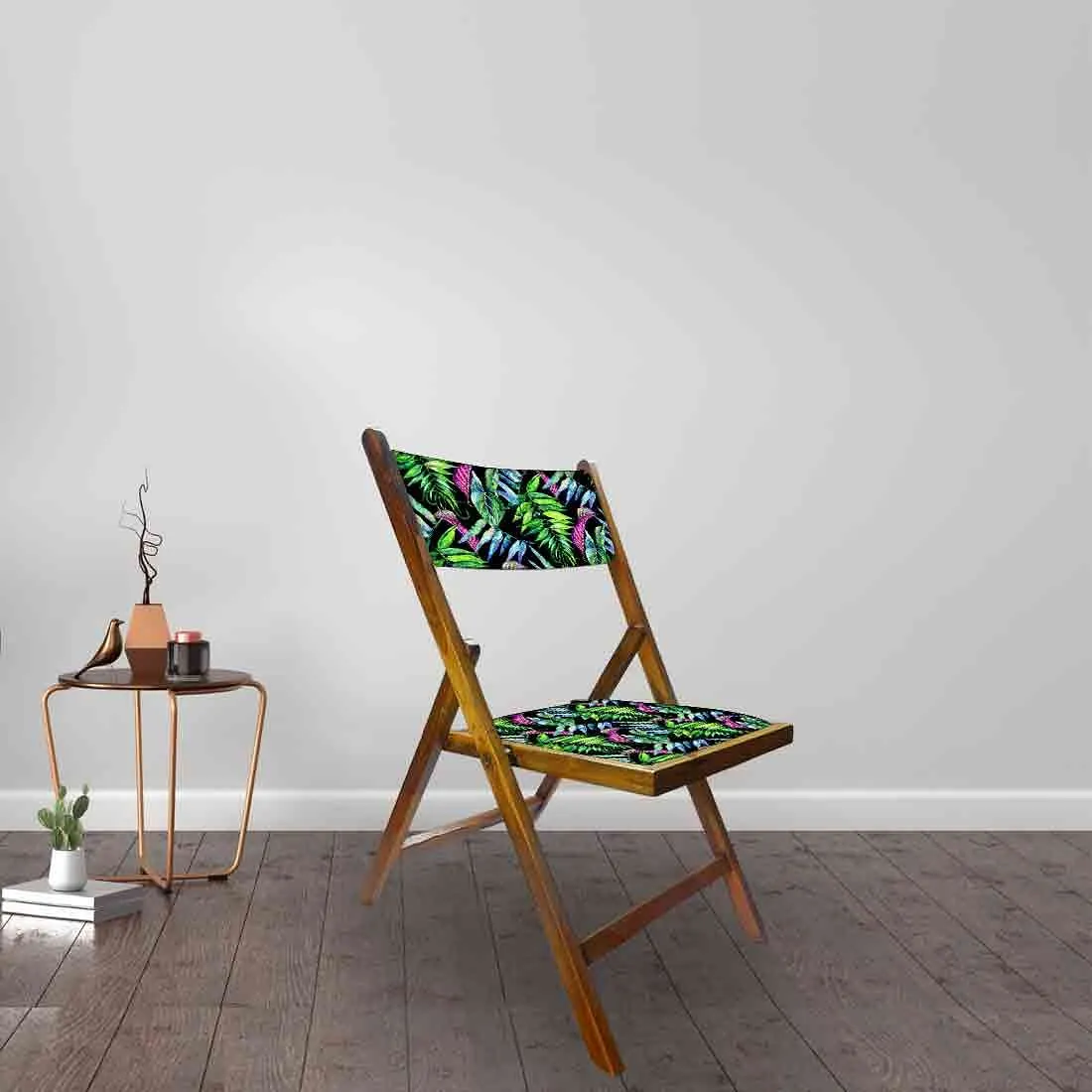 Nutcase Folding Wooden Chair  -  Blue Green Neon Leaves