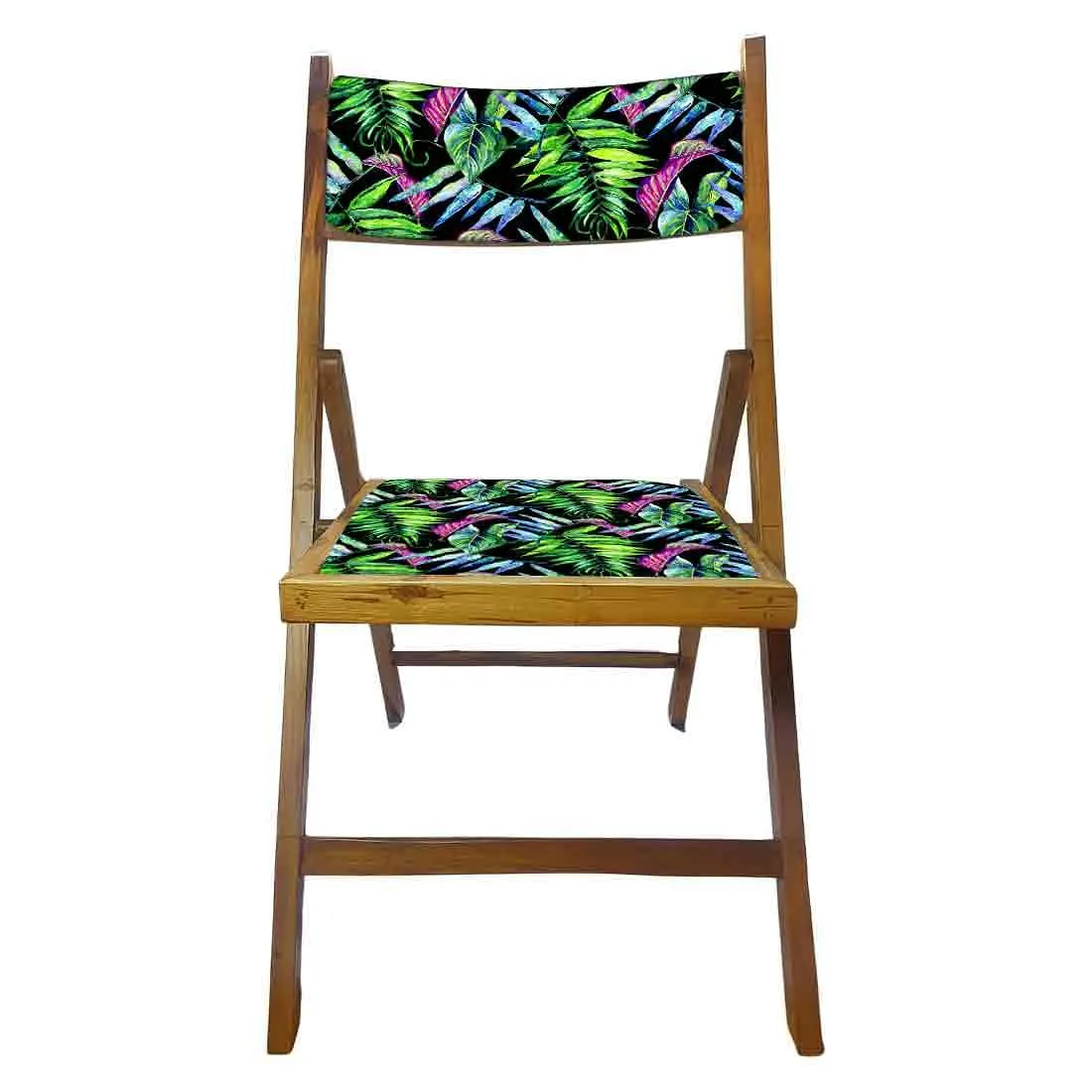 Nutcase Folding Wooden Chair  -  Blue Green Neon Leaves