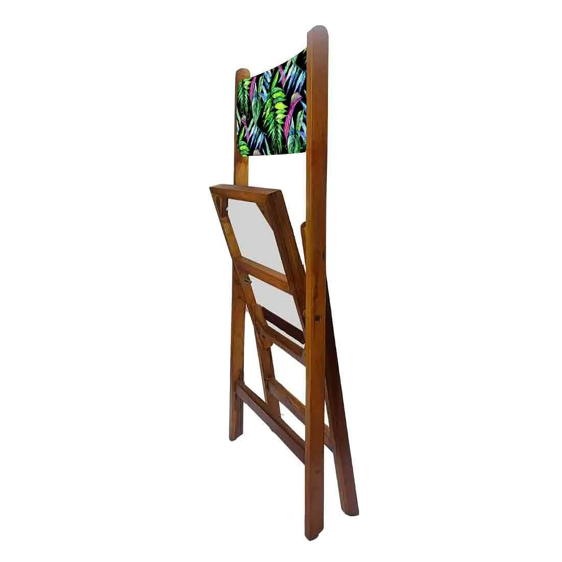 Nutcase Folding Wooden Chair  -  Blue Green Neon Leaves