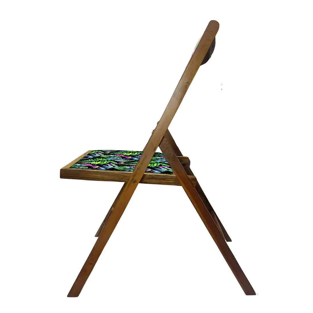 Nutcase Folding Wooden Chair  -  Blue Green Neon Leaves