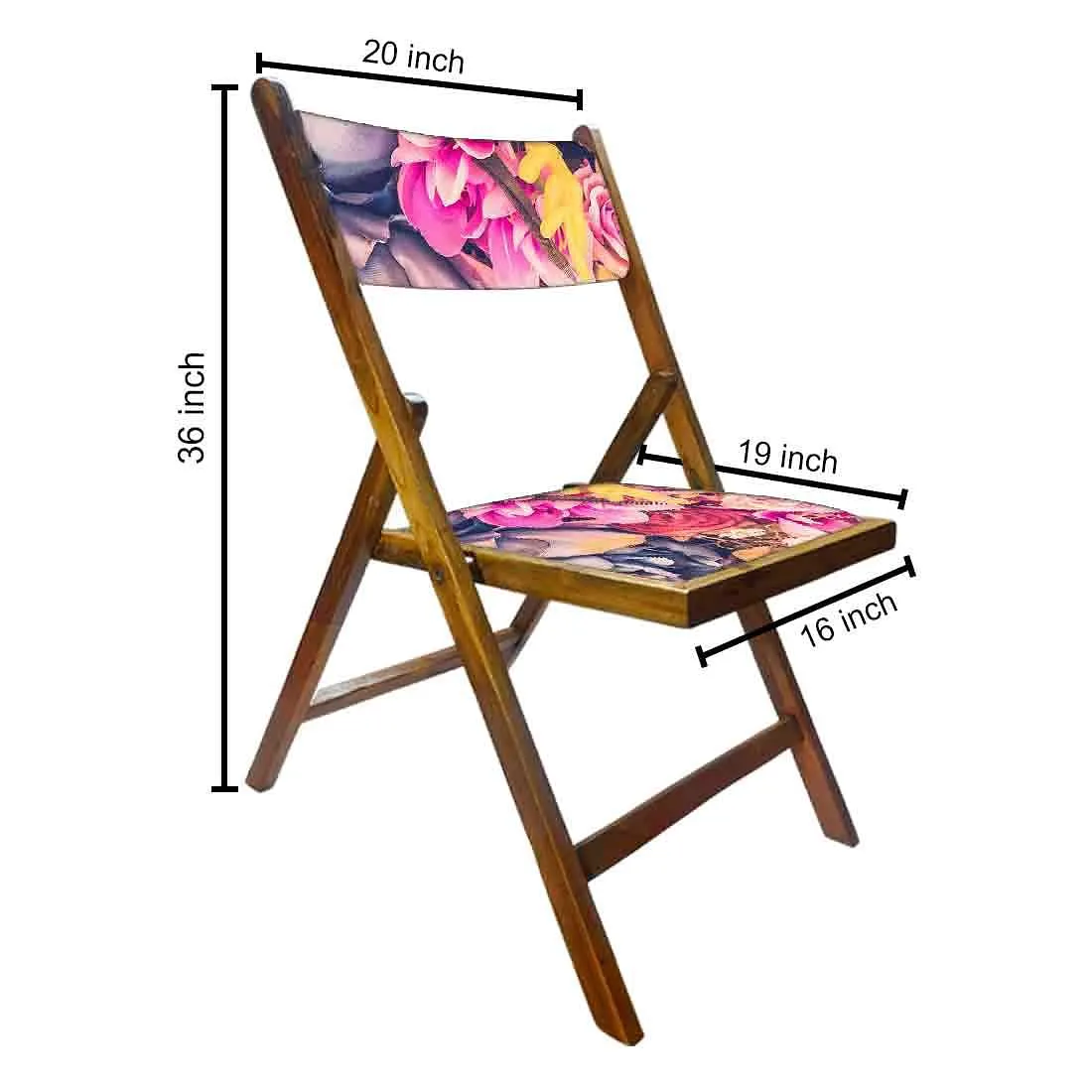 Nutcase Folding Wooden Chair For Balcony Patio - Pink Blue Rose