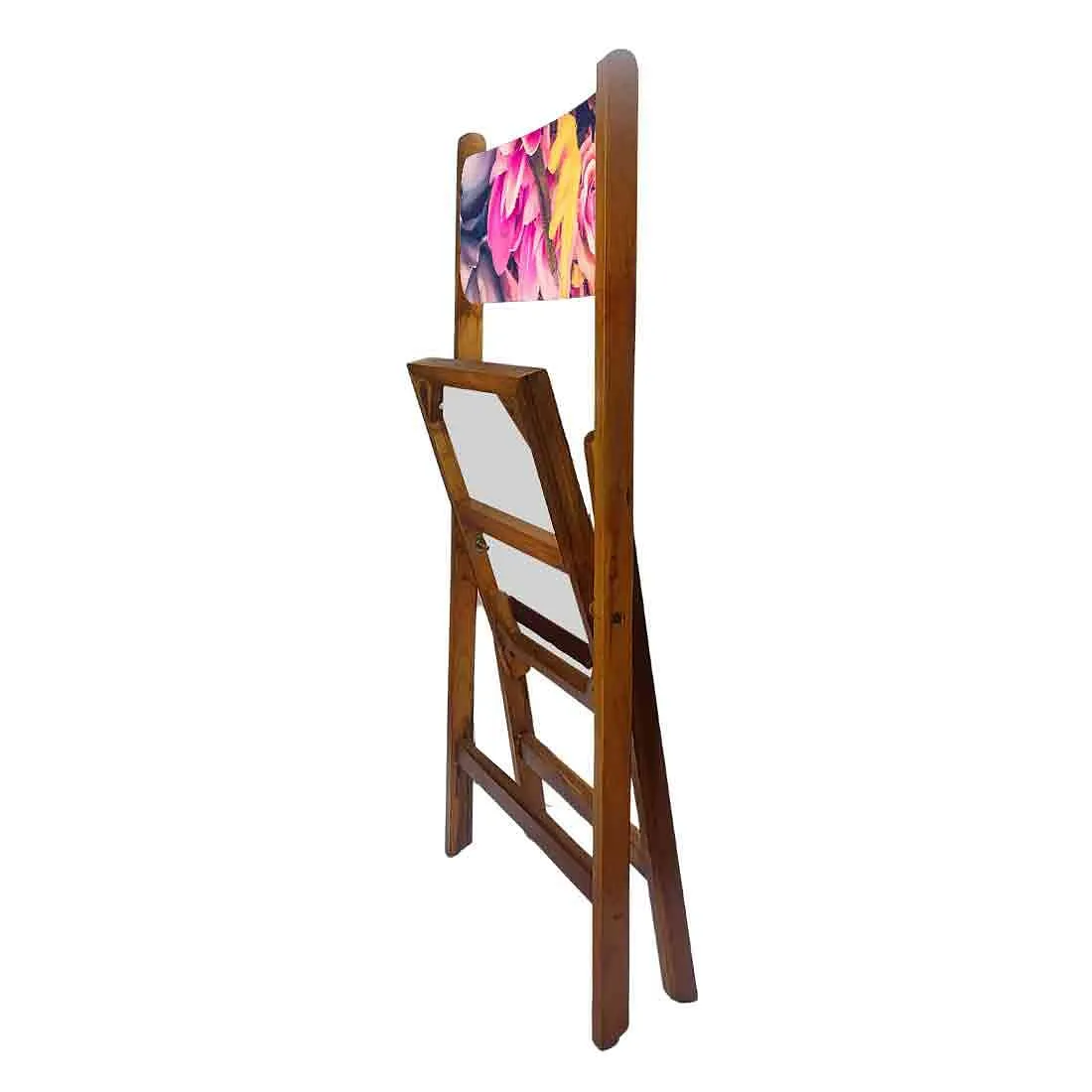 Nutcase Folding Wooden Chair For Balcony Patio - Pink Blue Rose