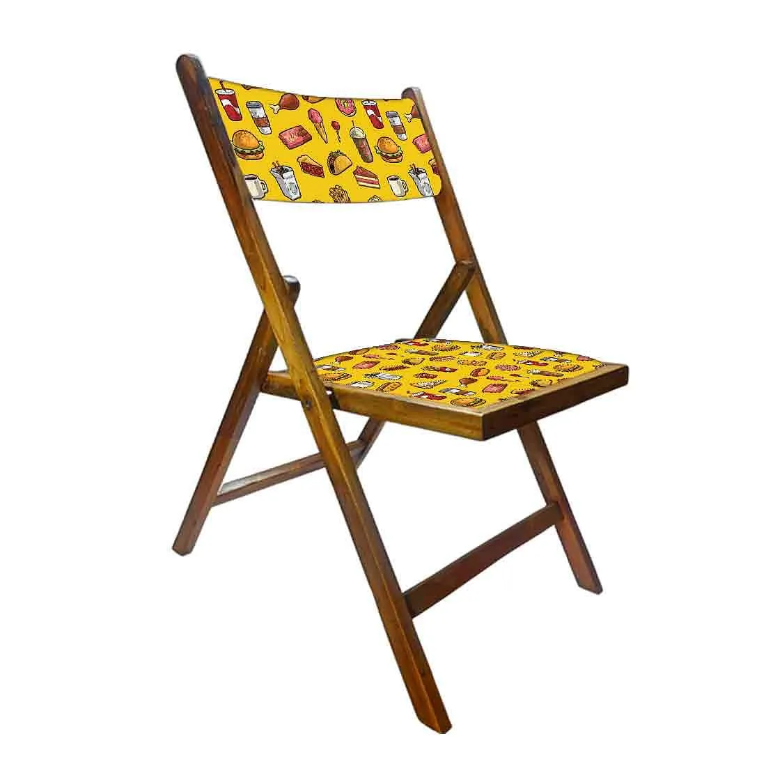 Nutcase Teak Wood Folding Chair For Adults - Breakfast Yellow