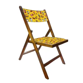 Nutcase Teak Wood Folding Chair For Adults - Breakfast Yellow