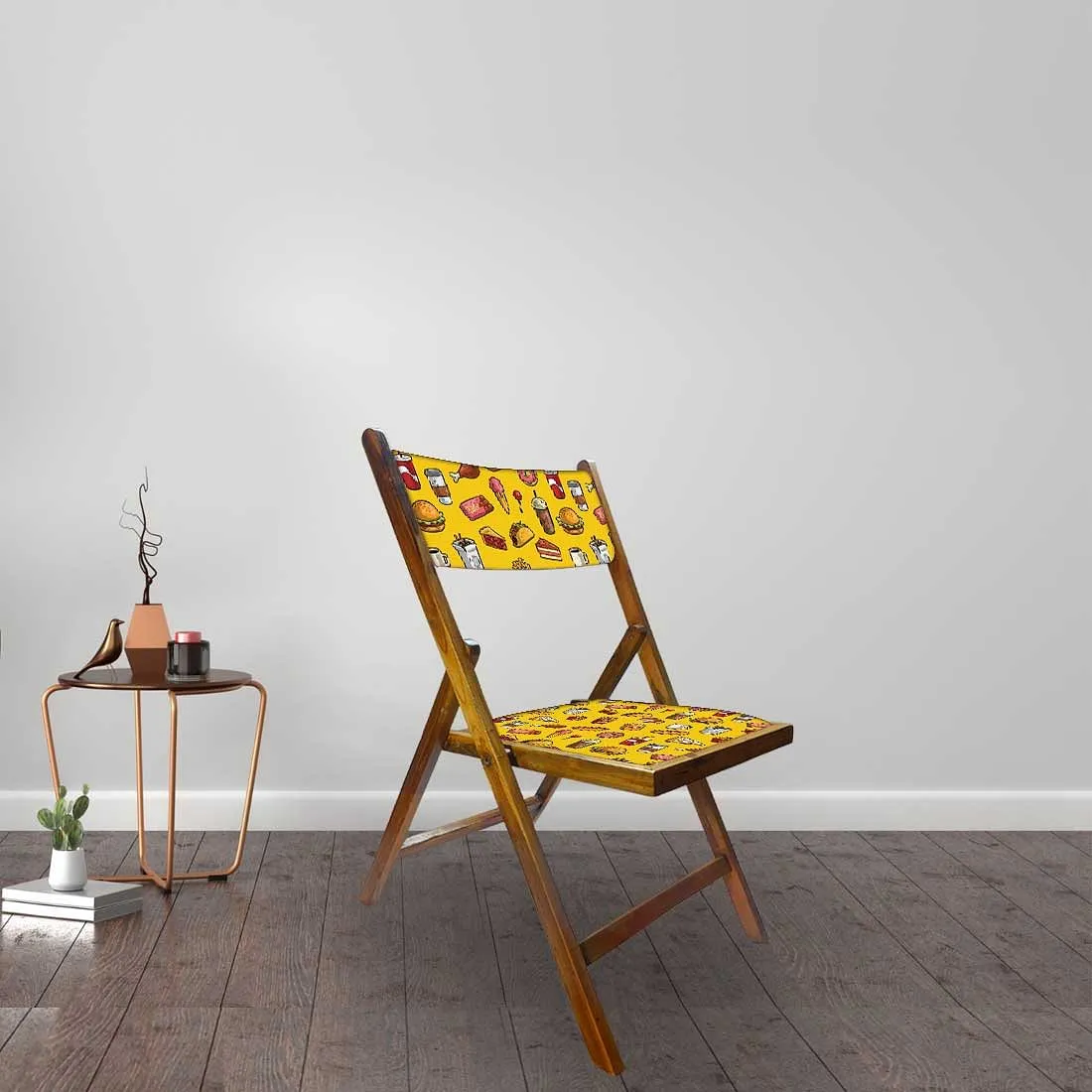 Nutcase Teak Wood Folding Chair For Adults - Breakfast Yellow