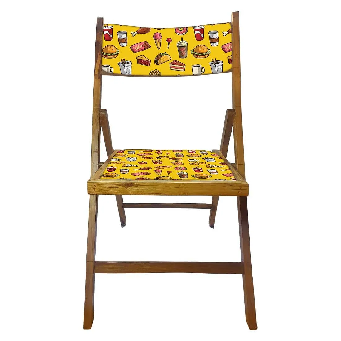 Nutcase Teak Wood Folding Chair For Adults - Breakfast Yellow