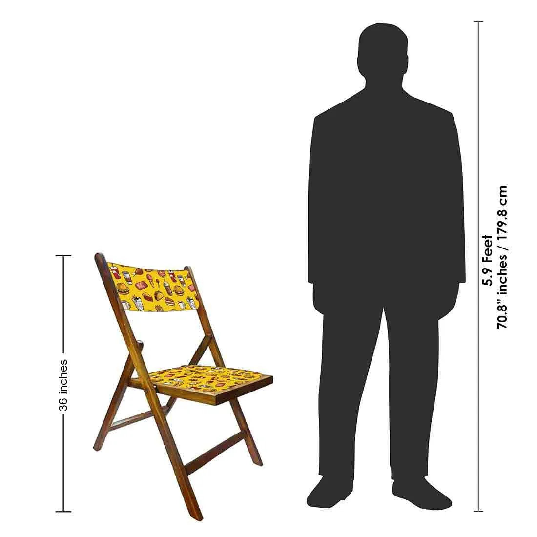 Nutcase Teak Wood Folding Chair For Adults - Breakfast Yellow