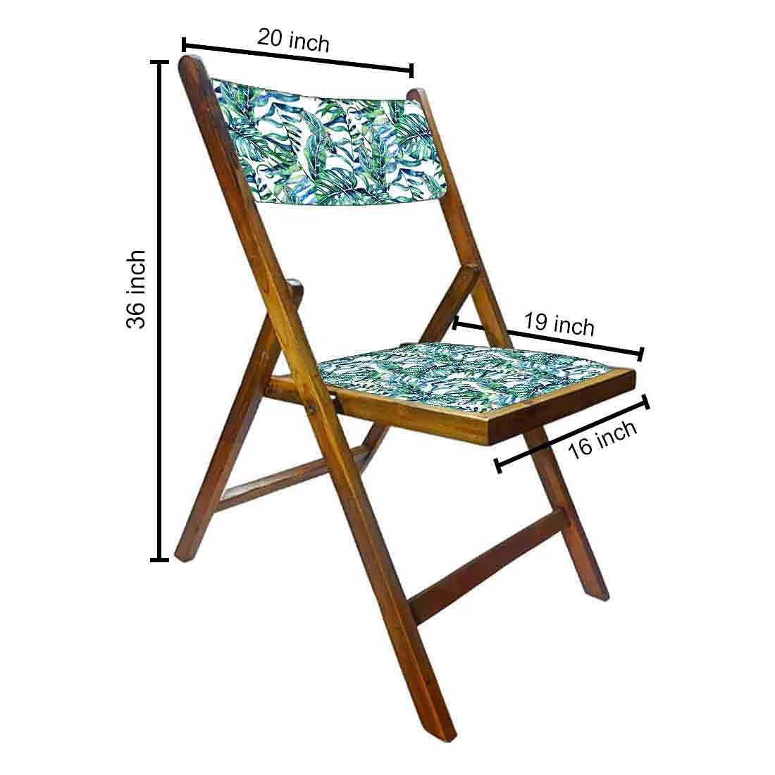 Nutcase Teak Wood Folding Chair for adults - Neon Tropical Leaves