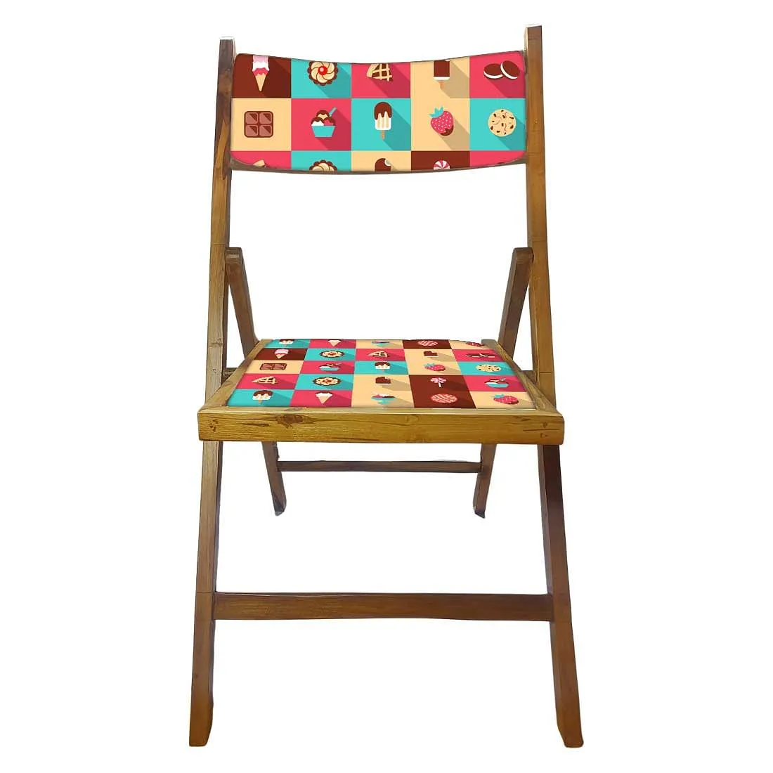 Nutcase Teak Wood Folding Chair For Home Dining - Strawberry