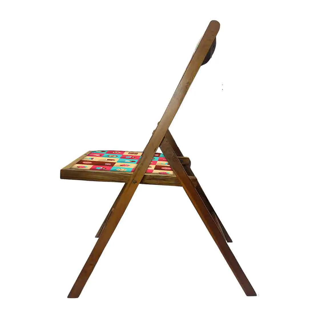 Nutcase Teak Wood Folding Chair For Home Dining - Strawberry